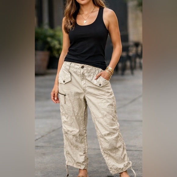 Anthropologie Pants - ANTHROPOLOGIE COTTON CROP HIKING PANTS TAN LIGHT WEIGHT
CARGO SZ 29 NWOT